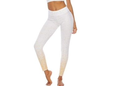 Women's Leggings Fitness Sports Gym Running Yoga Athletic Pants Gold (Color: White)