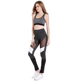 Women Leggings Yoga Pants Mesh Panel Side High Waist Leggings Skinny Workout Yoga Pants (Color: colorful)