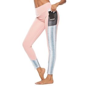 Women's Workout Leggings Yoga Running Pants Pockets (Color: Pink)
