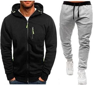 Mens 2 Piece Tracksuit Zipper Cardigan Hoodie Pants Sport Suit Running Jogging Athletic Casual Tracksuit Set (size: M)